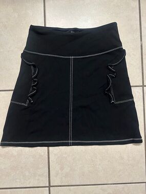 Athena Marie Black Women's A-Line Skirt with Contrast Stitching Sz M